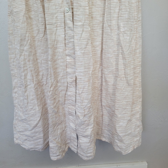 Lola Sport Women's 40 Medium Beige Ivory Cap Sleeve Midi Dress Button Down - Picture 8 of 13